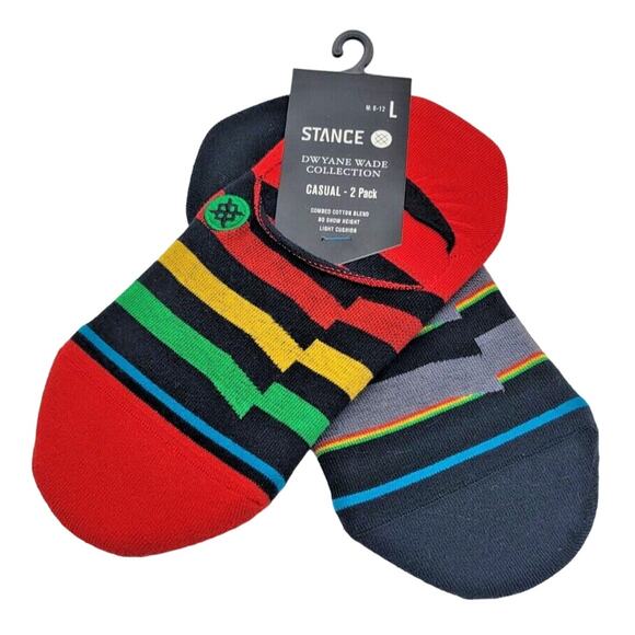 Stance Dwayne Wade Collection 2 PK Men's Casual No Show Socks, L 6-12, Red/Black - Picture 1 of 1